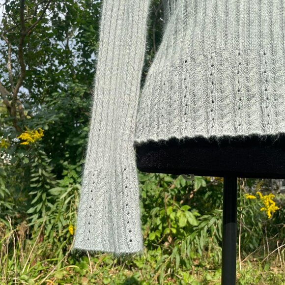 Y2K Vintage Sage Green Turtleneck Sweater | Flare Sleeve | Coquette Sz L Holiday - Picture 4 of 9